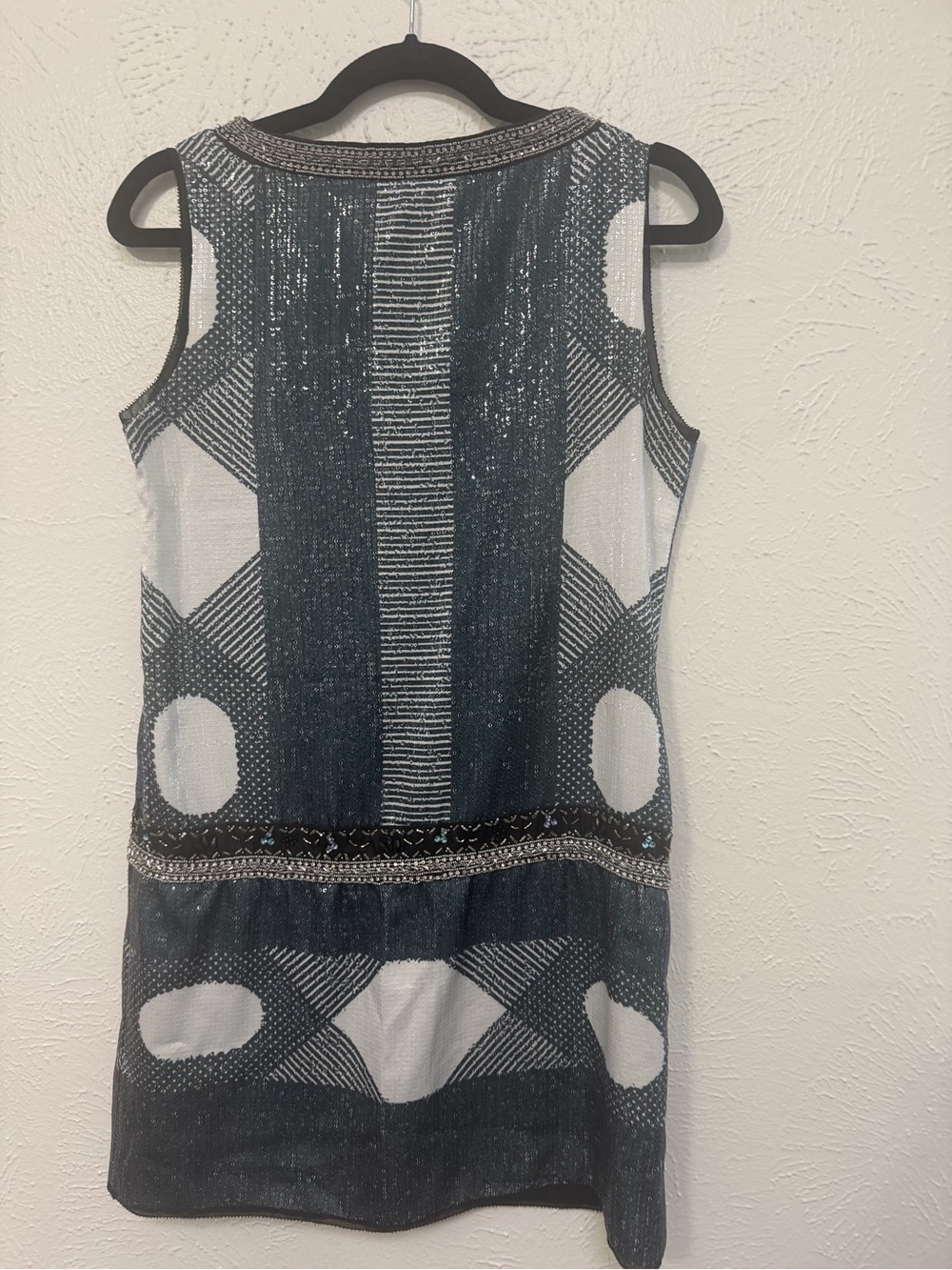 Mini Dress Gusto Lowxury Size 38 Teal Sequin Beaded Sleeveless - Picture 4 of 11